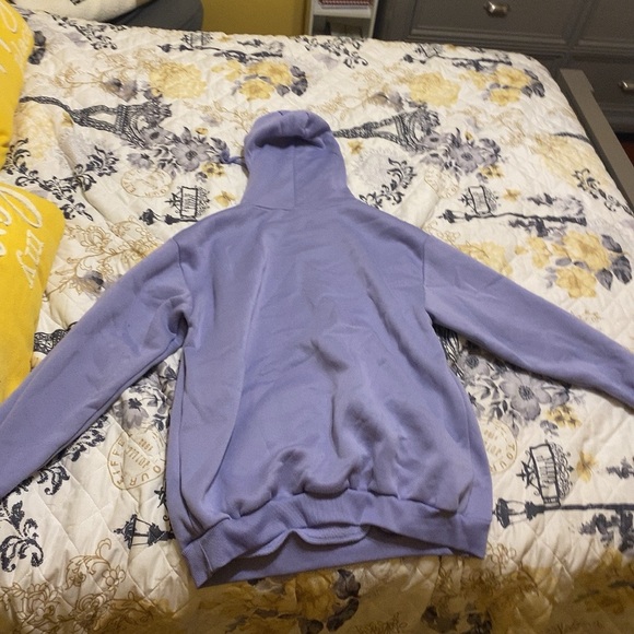 lavender hoodie that says , “fun fact: i don’t care” - Picture 2 of 2